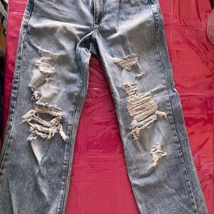 Garage Light Blue Ripped Relaxed Jeans